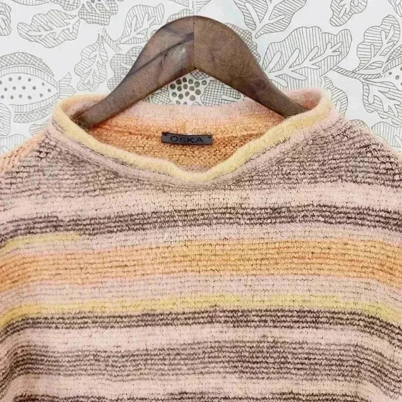 Oska Mohair Alpaca Blend Striped mock neck sweater Women's 4 or 12/14 - Picture 4 of 9